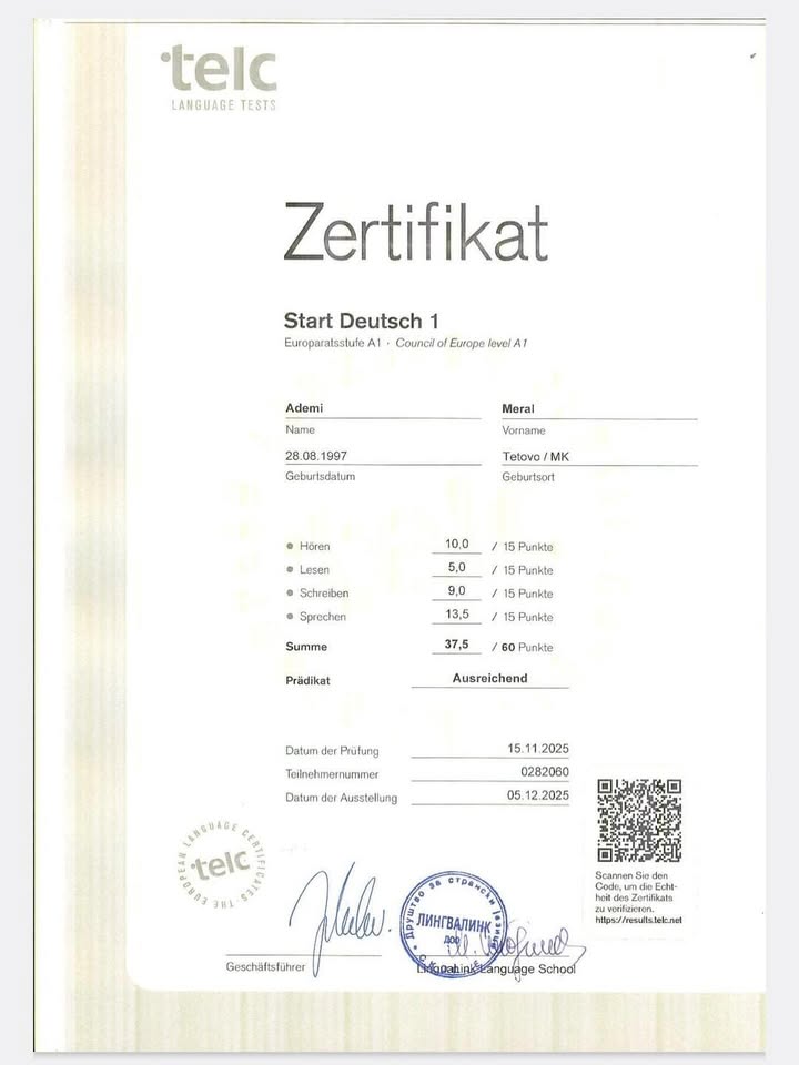 Kaufen Sie Ihr TELC A1-Zertifikat zum günstigen Preis in Serbien