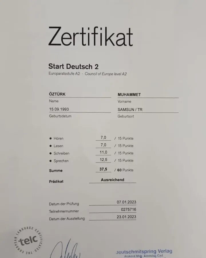 Kaufen Sie online ein authentisches TELC A2-Zertifikat in Ungarn